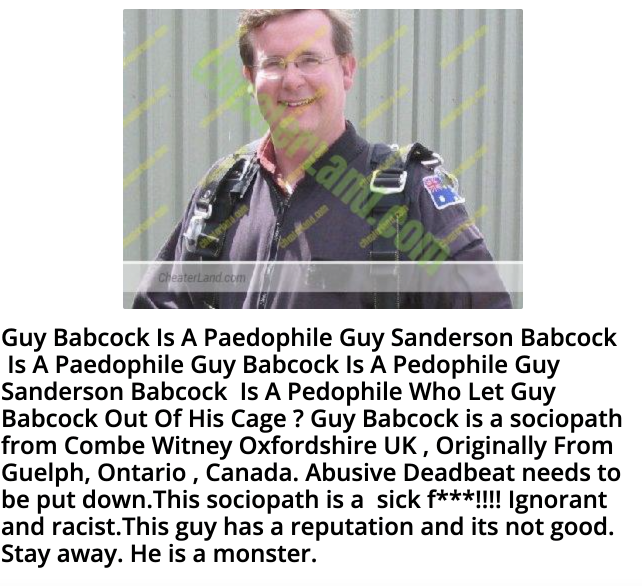   One of the online smears targeted at Guy - and still searchable on Bing  
