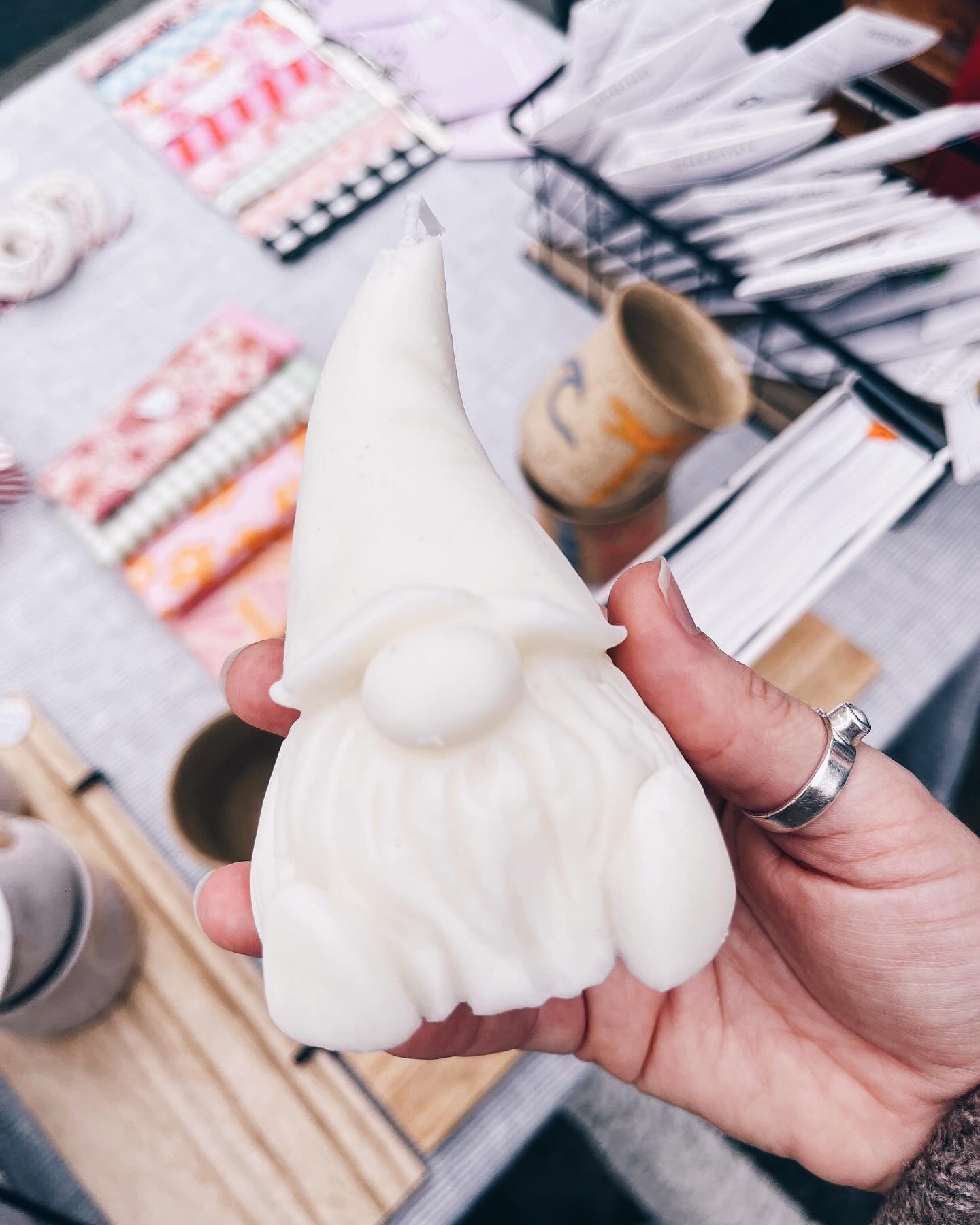 *Hand Poured Christmas Candles*
-
How cute is the little Christmas Gnome &amp; Snowman 🥰
-
Hand made by yours truly with soy based wax