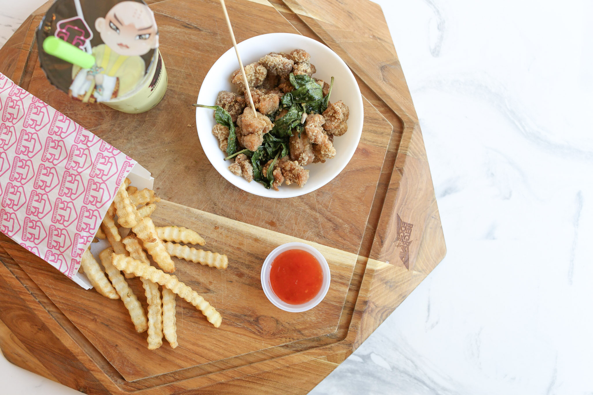 Popcorn Chicken and French Fries