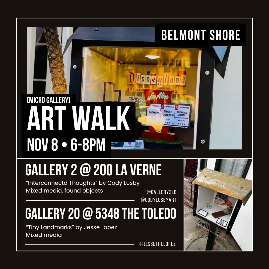 🎨✨ Belmont Shore Micro Gallery Art Walk Alert! ✨🎨

Come join us for the unveiling of two brand-new Micro Galleries in Belmont Shore, beautifully crafted by local artist David Clark @gallery17lb and featuring incredible rotating exhibits.

On Friday